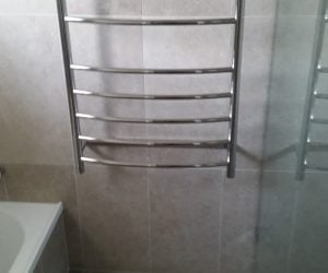 bathroom renovation - towel rack and new tiling newcastle